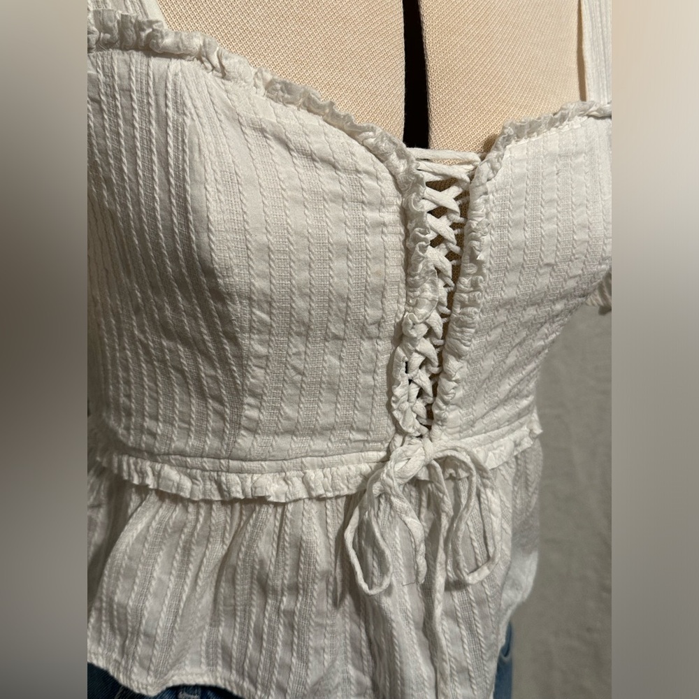 ILLA ILLA White Lace-Up Blouse